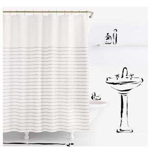 Kate Spade KSNY Harbour Stripe Shower Curtain, 72", Platinum